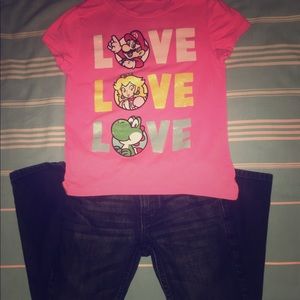Super Mario pink glitter t-shirt